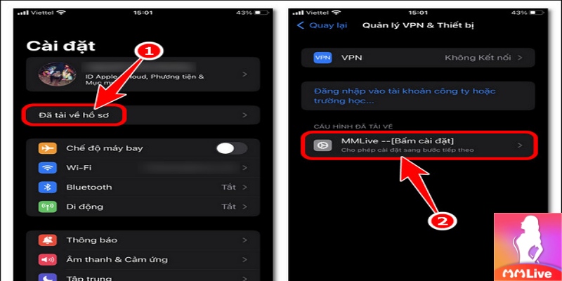 Cấp quyền điện thoại để chạy app MMLIVE